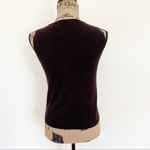 Eileen Fisher Brown Silk Shell Ribbed Knit Top - Picture 2 of 6